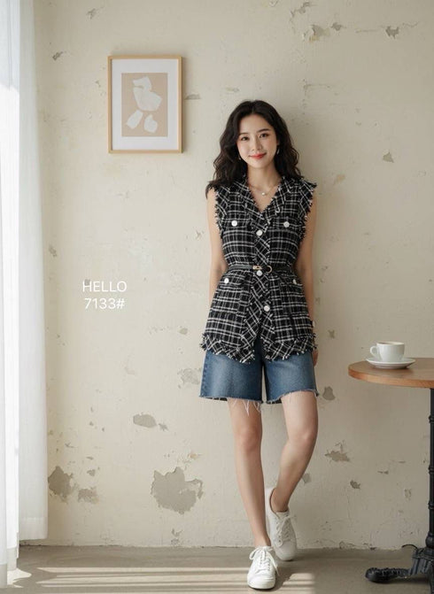 Winter Fashionable Tweed Dress/ Jacket With Belt